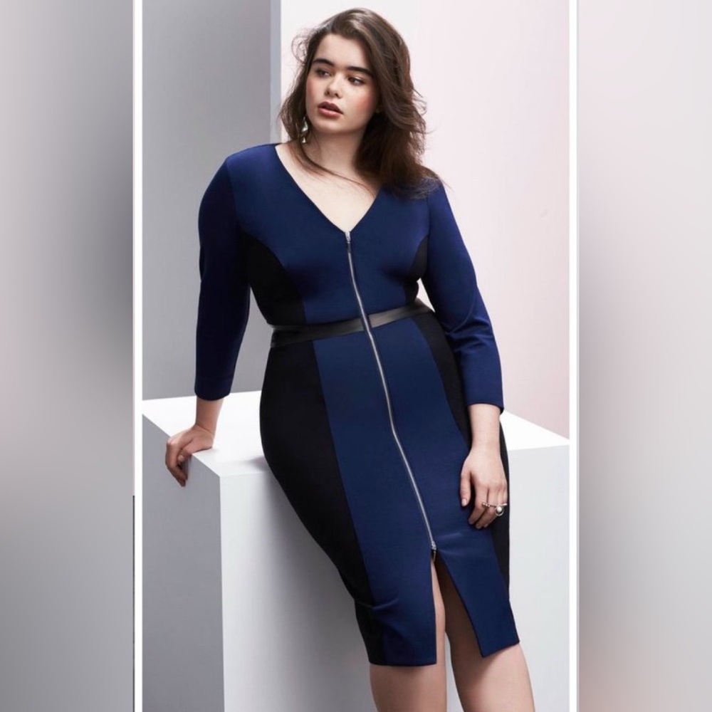 NWT Plus Size Prabal Gurung Lane Bryant Colorblock Zip-up Sheath dress sz 14